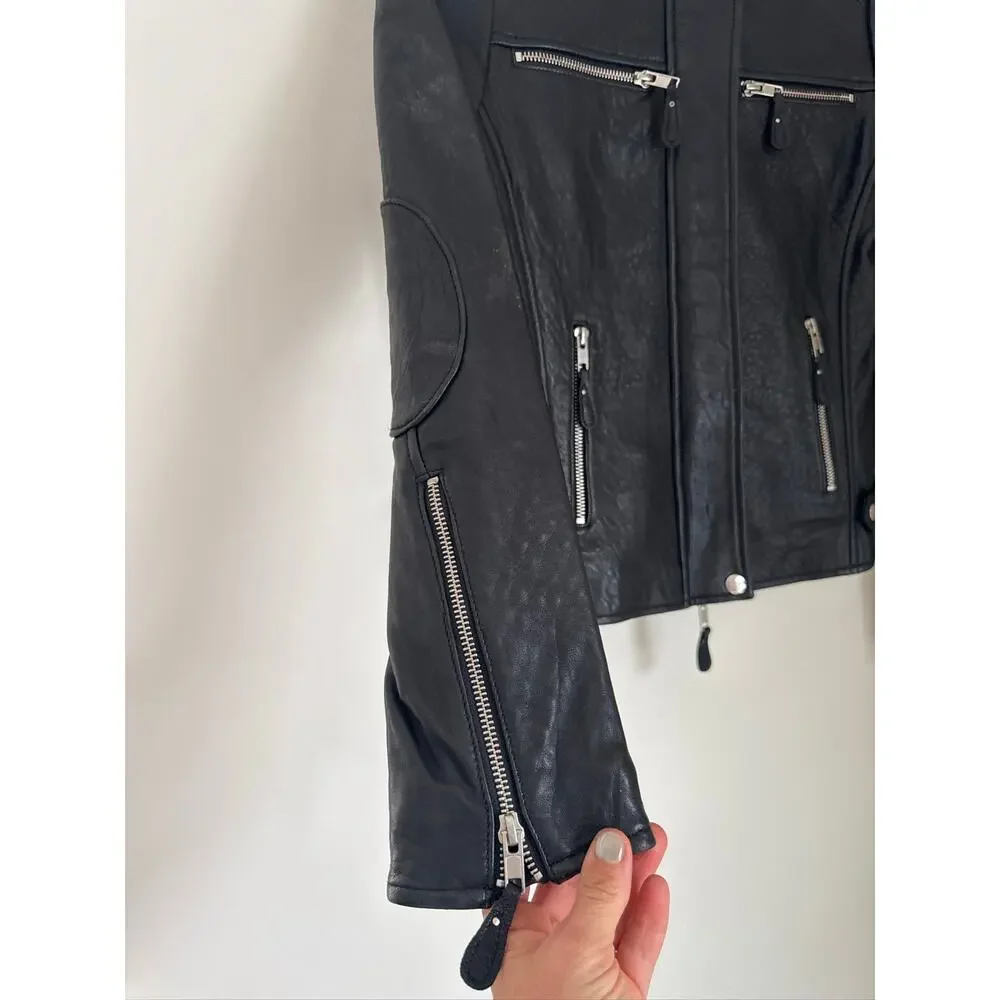 Walter Baker New York Black Leather Moto Jacket, Medium - Picture 4 of 10